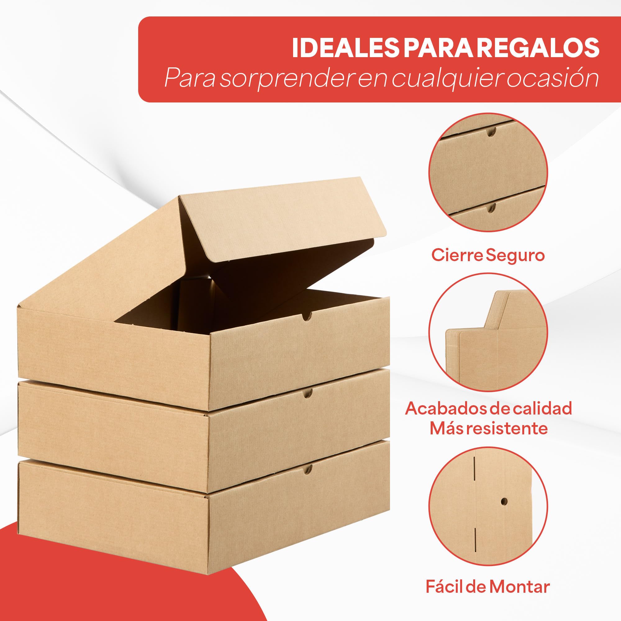 Pack Cajas Carton Envios Automontables, Paquetes Regalo, Kraft, Packaging de 35x26x8cm (Pack 25 cajas)