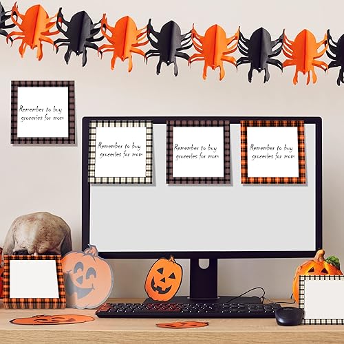 Miniatura 5 de 9 blocs de notas adhesivas de Halloween a cuadros, 450 blocs de notas autoadhesivos extraíbles, 50 hojas cada uno para Halloween, escuela, oficina,