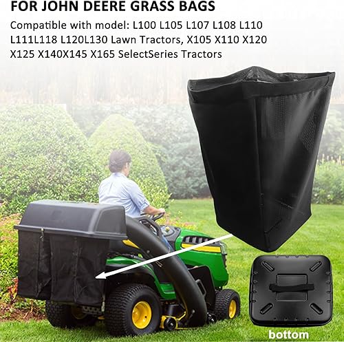 Miniatura 2 de Juego de 2 bolsas de césped AM122416, compatibles con bolsas de césped John Deere AM101602, se adapta a las series 100 L110 X110 125 D100 LA120 Z225