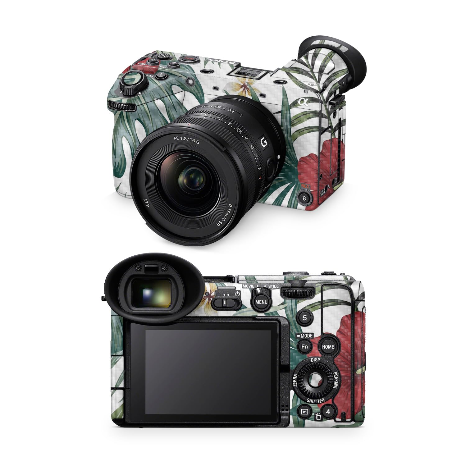 Carbon Fiber Camera Skin Compatible with Sony FX2 Digital Camera (2025) - Tropical Hibiscus - Premium 3M Vinyl Protective Wrap Decal Cover - Easy to Apply | Crafted in the USA by MightySkins