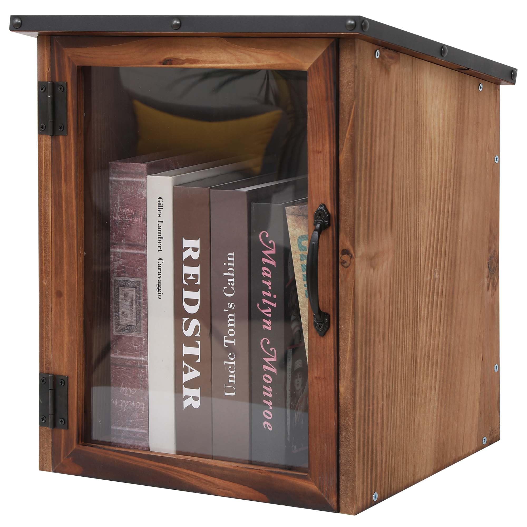 WONFUlity Library Box Outdoor,Free Library Box Little Outdoor Book Storage,Wood Cabinet for DIY Neighborhood Community School Sharing Books, Literature, Newspapers, Food, Art