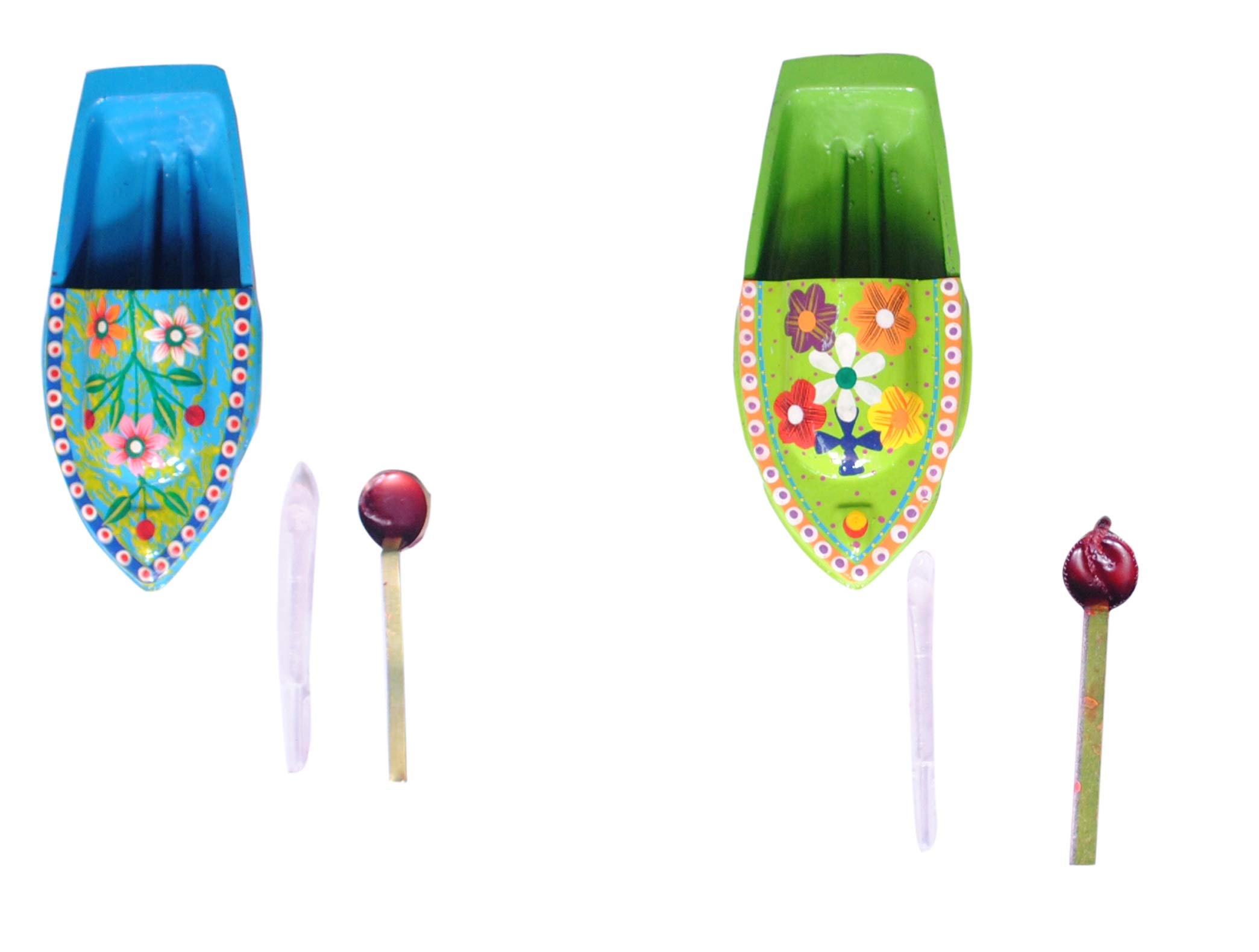 SAHAYA Set of 2 Attractive Flower Print Fun Steam Powered Tin Toy Boat Nav Pop Put Putt Candle Powered fuel flame with free dropper