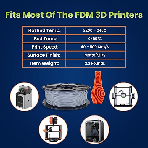Miniatura 19 de 3D-Fuel 3D Filamento Pro PLA+ Negro Medianoche de Alta Temperatura y Resistente, 1.75mm, 1 kg +/- 0.02mm de Tolerancia, Fabricado en EE.UU., Fácil