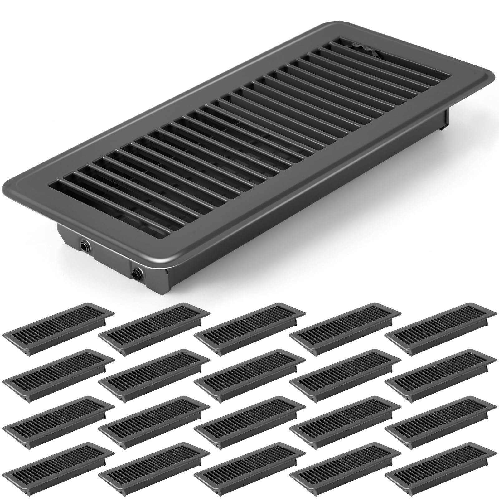 4x12 Inches Floor Vent Covers Heavy Duty Floor Register Easy Installation Metal Heat Vent Covers with Rust Proof Finish for Home Floor(Gray, 20 Pcs)