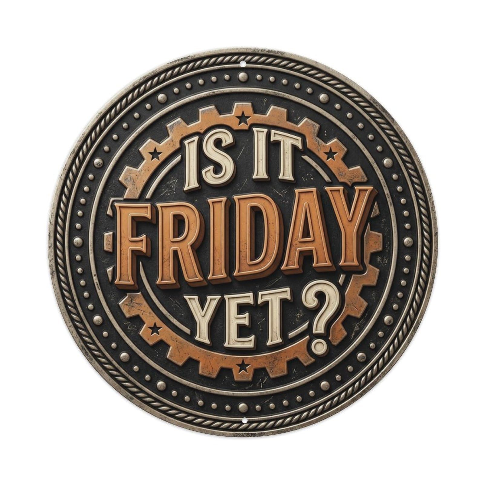 Is It Friday Yet Classic Hanging Display Retro Slogans Metal Tin Sign