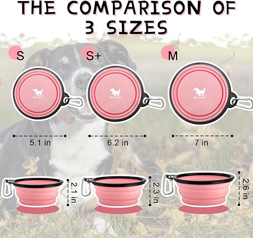 Miniatura 4 de Tazones plegables para perros, para viajes, 2 fuentes de agua portátil para perros, gatos, mascotas, plato de agua plegable para viajar, acampar,