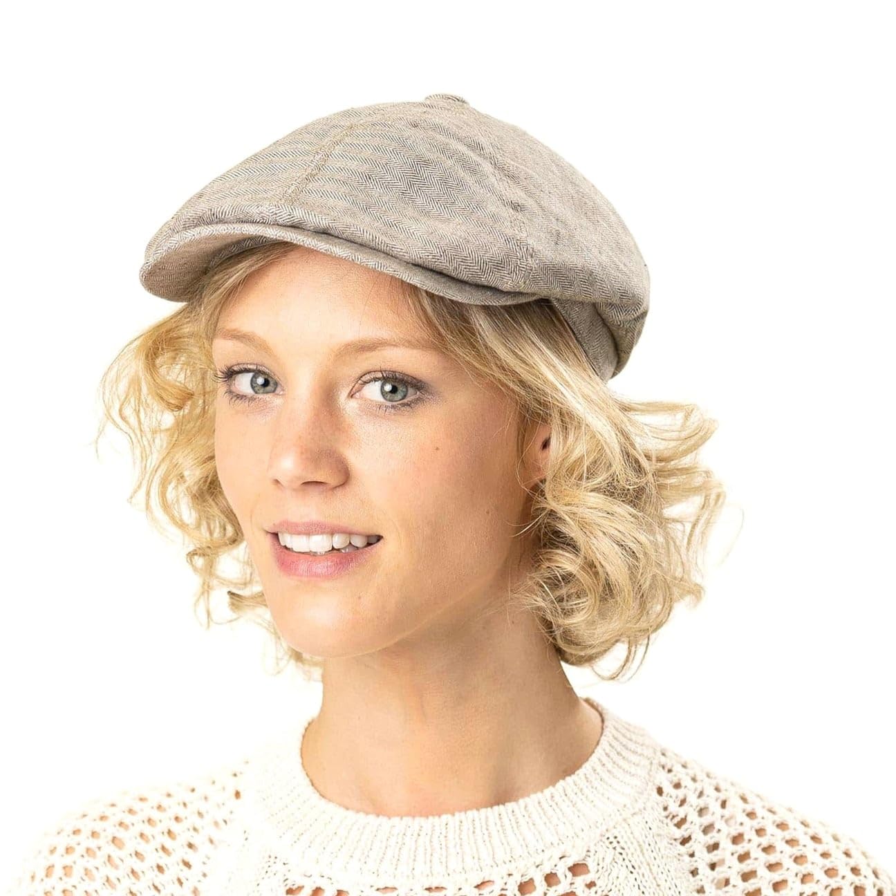 Stetson Gorra Gatsby de Lino Brooklin Mujer/Hombre - Made in The EU Gorros Verano Herringbone con Visera, Forro Primavera/Verano