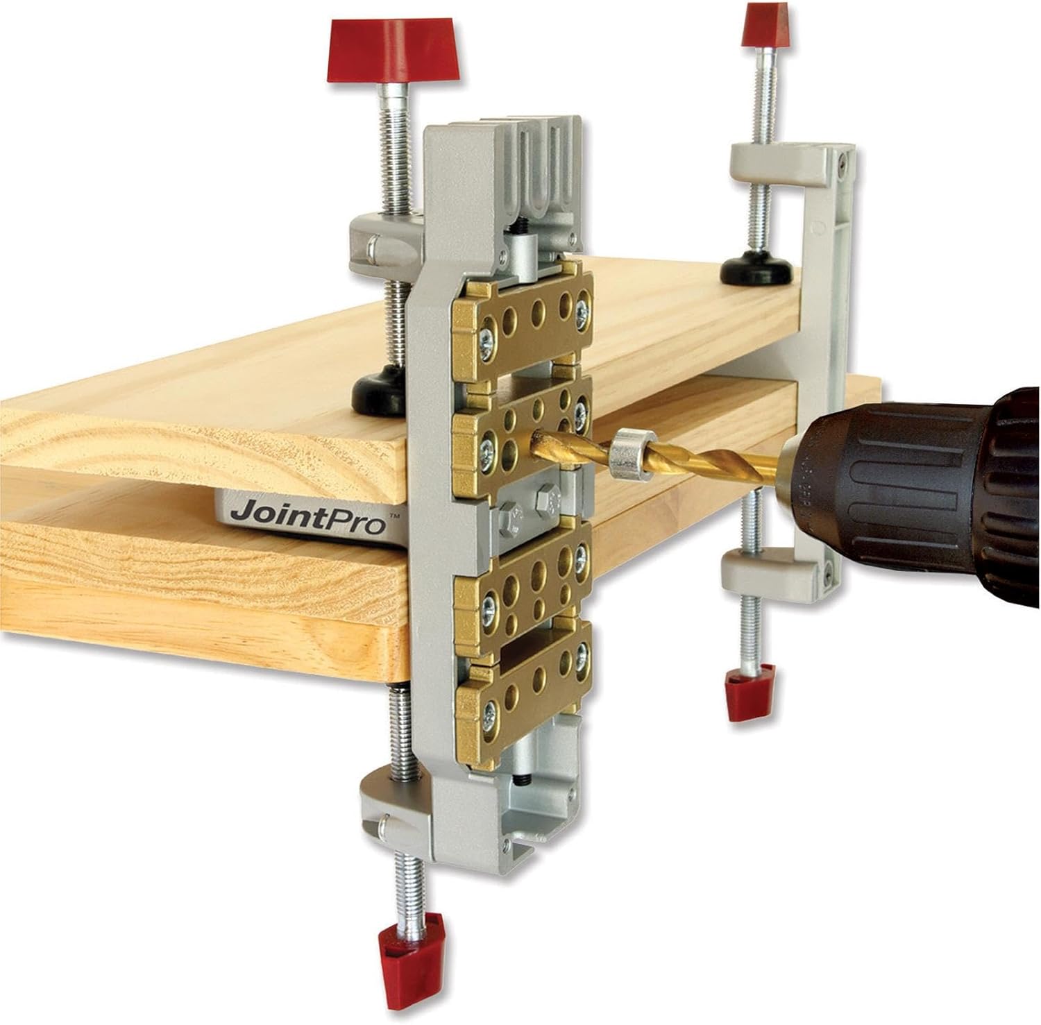 Milescraft 1311 Joint Pro Professional, Self-Clamping All Steel Doweling Jig - Quality - Includes 4 Guide Bushings for 1/4 in., 5/16 in. and 3/8 in. Dowels,Silver