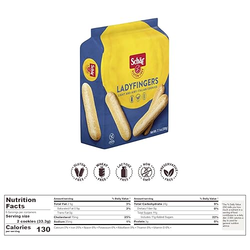 Miniatura 2 de Schar - Lady Fingers - Certificado sin gluten - Sin OMG, lactosa, trigo o conservantes - (7.1 onzas) paquete de 2