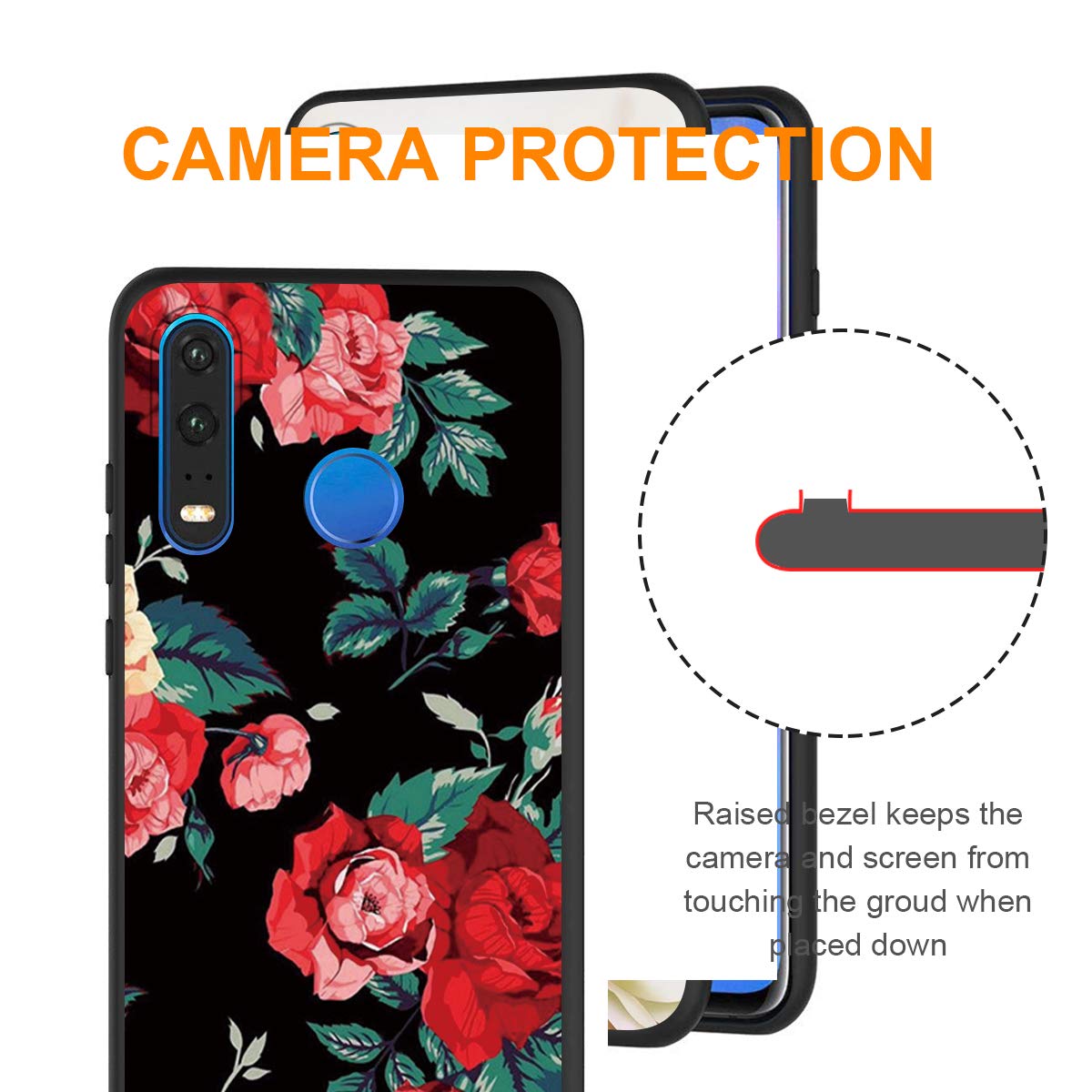 Cover Yoedge Per Huawei P30 Lite – Custodia In Silicone TPU Nera Con Pattern, Ultrasottile E Antiurto
