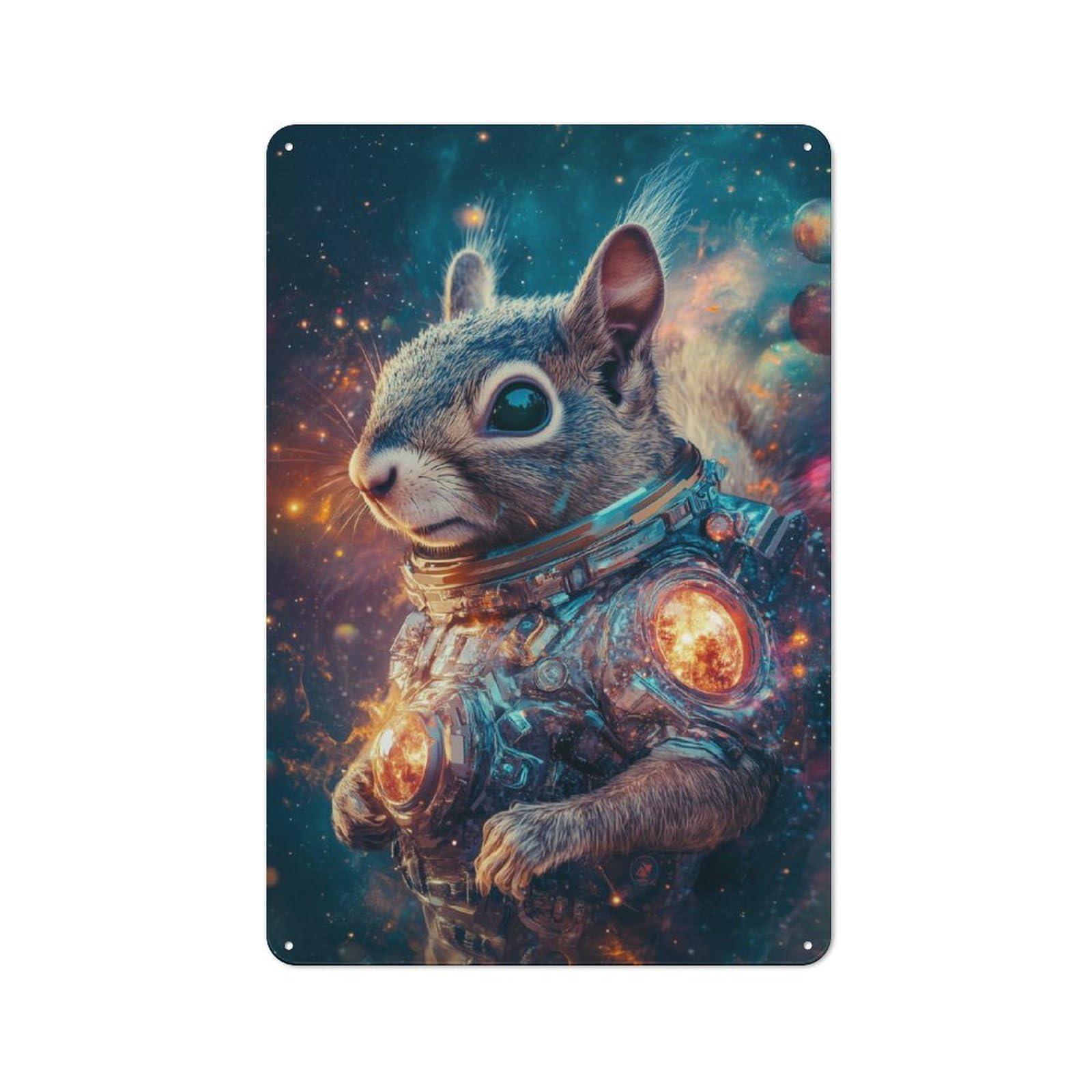 Junmoney Squirrel Astronaut Vintage Tin Sign 30X20cm Featuring For Café Or Home Bar, A Metal Wall Feature For Cafés And Home Bars