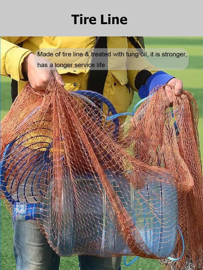 Red de fundición de Pesca de Radio de 4-16 pies con Disco y Cadena de Acero, Red de fundición de Nylon de Nylon de Alta Resistencia para Principiantes