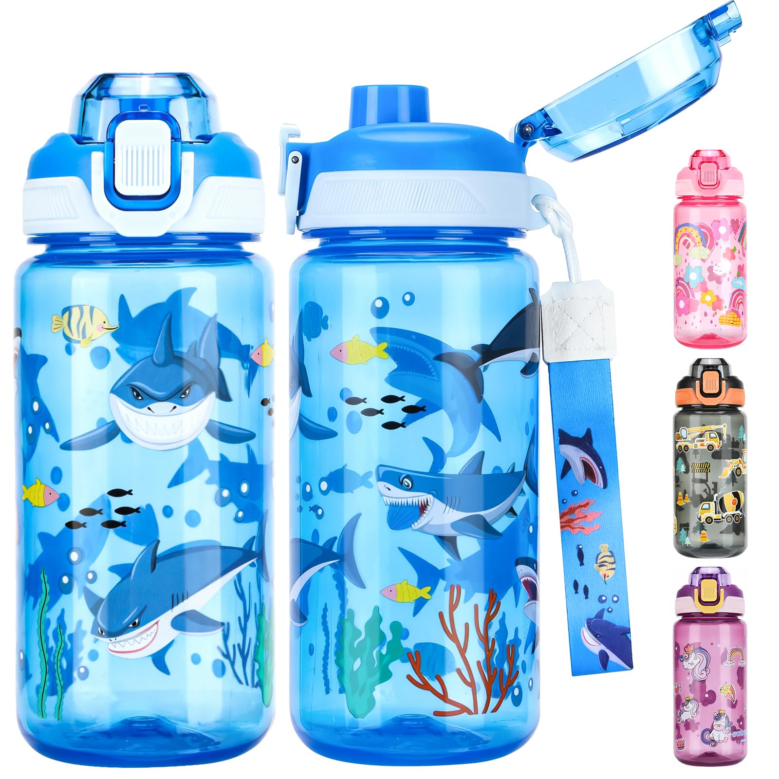 SUPPRUI Kids Water Bottles,600ml Drinks Bottle for School,Leakproof Children's Bottle BPA free Sport Bottle for Girls Boys