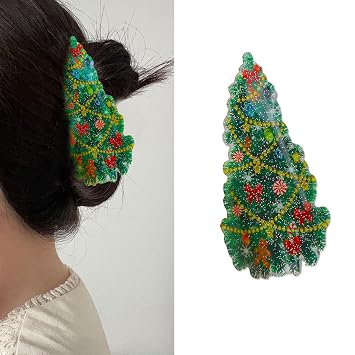 Christmas Hair Clips Christmas Green Claw Clips Christmas Tree Hair Claw Clips for Thin/Thick Hair Style Acrylic Hair Accessories for Women Christmas Decor 1PCS