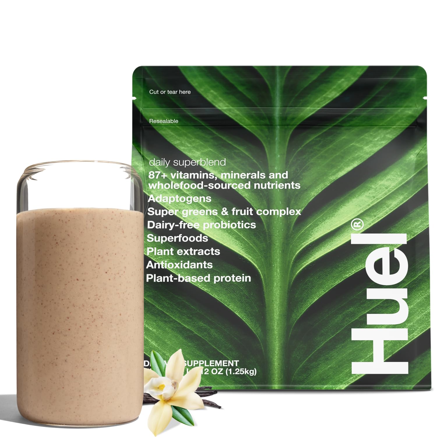 Huel Daily Superblend Vanilla Powder | 25g Plant Based Protein | Super Greens Powder | 87 Vitamins, Minerals, and Wholefood-Sourced Ingredients |19 Servings | Scoop not included to reduce plastic