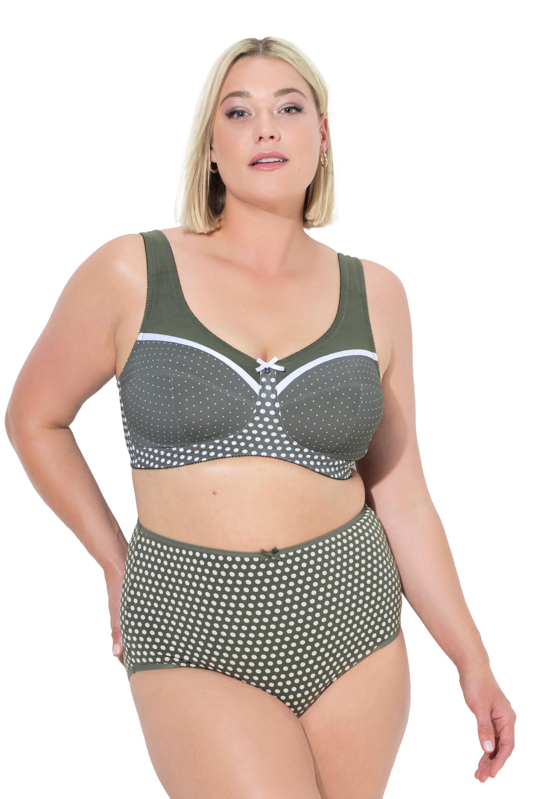 Ulla Popken Damen große Größen Übergrößen Plus Size Entlastungs-BH, Punkte, ohne Bügel 834286