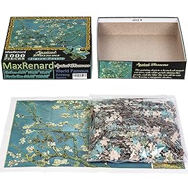 MaxRenard 1000 Pieces Jigsaw Puzzle Game Oil Painting Almond Blossom