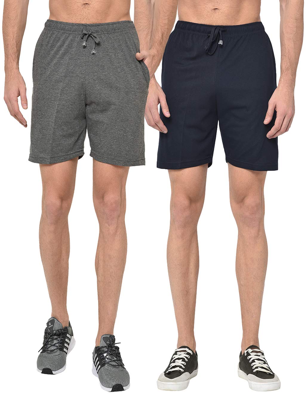Cotton Blended Multi Lounge Shorts/Bermudas for Men (Pack of 2)-D11_ANT_NVY_0002-P-image-3