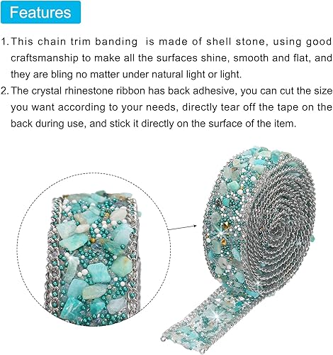 Miniatura 4 de MECCANIXITY Cadena de cinta de diamantes de imitación con cuentas de cristal termoadhesivo de 3.28 pies x 0.8 pulgadas para ropa, bolsa, zapatos,