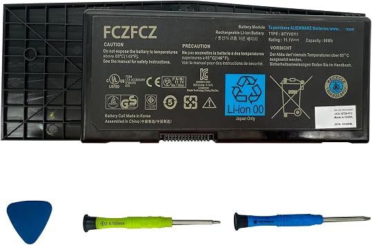 BTYVOY1 Battery 90Wh 7860mAh Replacement for Dell Alienware M17x R3 / R4 Series 7XC9N C0C5M 0C0C5M 318-0397 05WP5W 5WP5W 11.1V 9-Cells