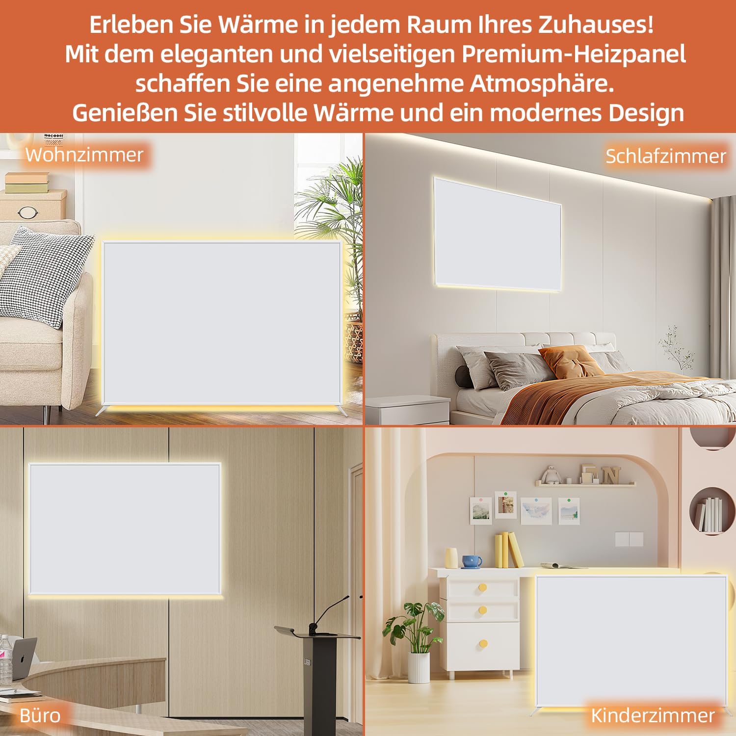 SHX Calefacción por infrarrojos premium con WIFI 1200 W, 15-22 m², montaje en techo o pared, dispositivo de pie, iluminación ambiental regulable, mando a distancia, detección de ventanas, pantalla LED