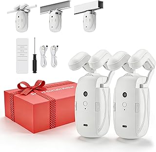 Smart Vorhangöffner 3-in-1, Universal Automatischer Vorhangmotor mit Bluetooth App und Fernbedienung - Beidseitiges Öffnen und Schließen, Timer-Funktion