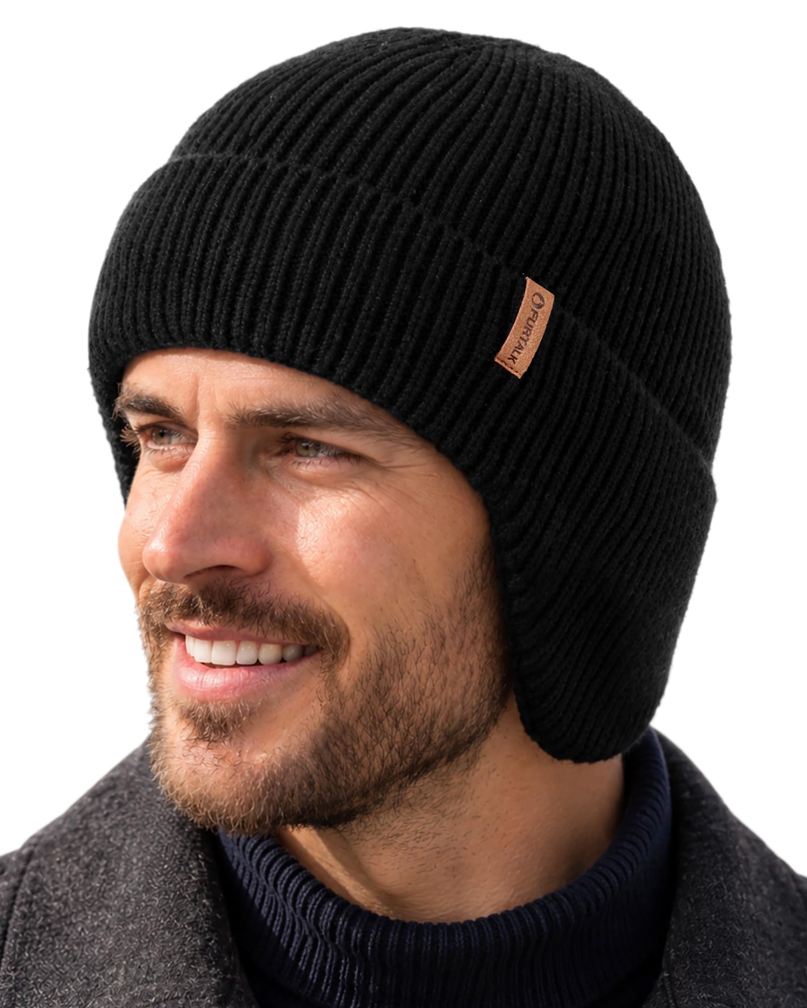 FURTALK Winter Beanie Mütze mit Ohrenklappe für Herren Damen Warm Fleece Gefüttert Strickmütze Outdoor Wintermütze