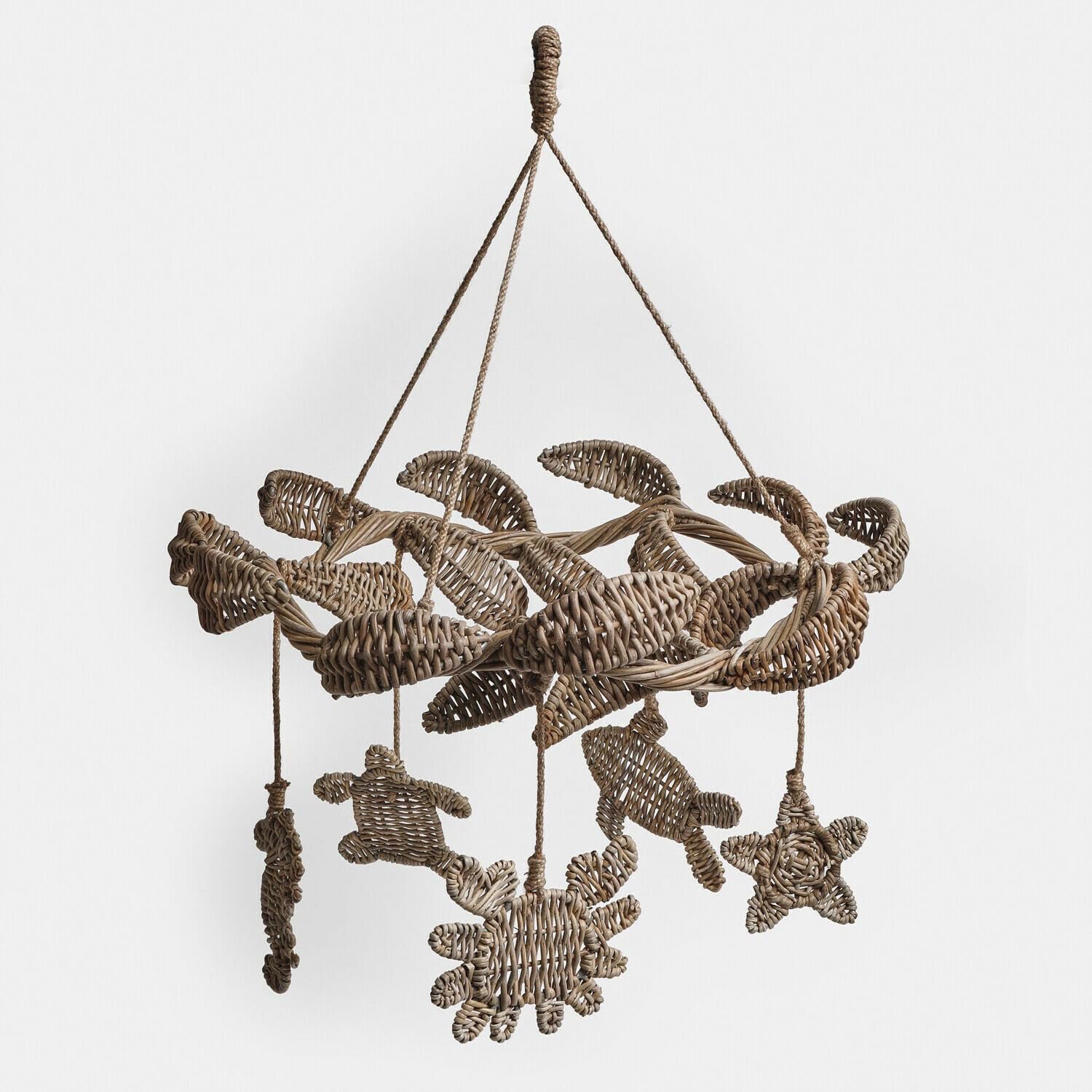 Loberon Mobile Étoille - Handgeflochten - Maritime Figuren - Natürlicher Charme - Spielaccessoire - Rattan - Eisendraht - Jute, braun | Handgeflochten - Maritime Figuren - Natürlicher Charme - Spielaccessoire - Rattan - Eisendraht - Jute