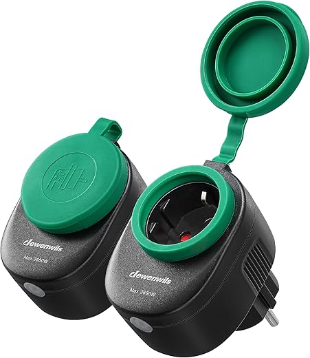 DEWENWILS WLAN Outdoor Steckdose 3680W, IP44, Alexa & Google Home kompatibel
