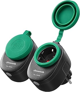 DEWENWILS WLAN Steckdose Outdoor, 3680W Alexa Smart Steckdose Aussen, IP44 Wasserdicht, Kompatibel mit Alexa, Google Home und IFTTT, Kein Hub Erforderlich, 2 Pack