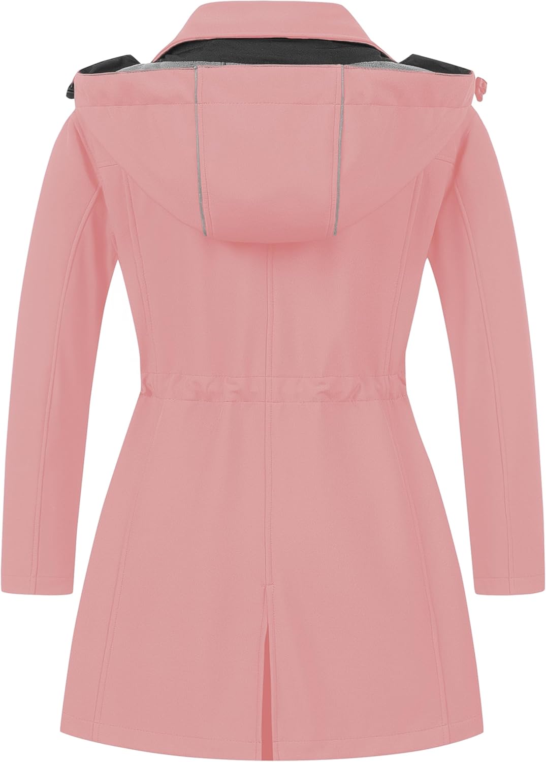 CREATMO US Women's Plus Size Long Softshell Jacket Waterproof Fleece Lined Rain Jacket Lightweight Windbreaker With Hood - Image 2