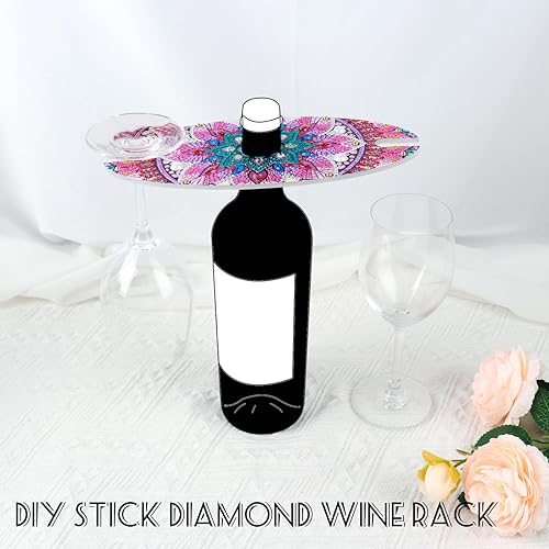 Miniatura 4 de Estante para copas de vino con pintura de diamantes, soporte para copas de vino rosa, estante de almacenamiento de arte de diamante, organizador de