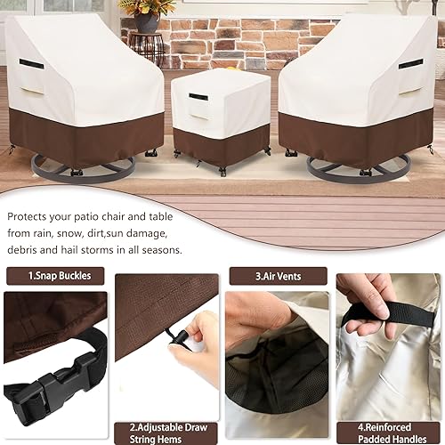 Vista 126 de Paquete de 2 fundas giratorias para sillas de salón al aire libre, impermeables, 100% fundas para sillas de patio al aire libre, 33 pulgadas