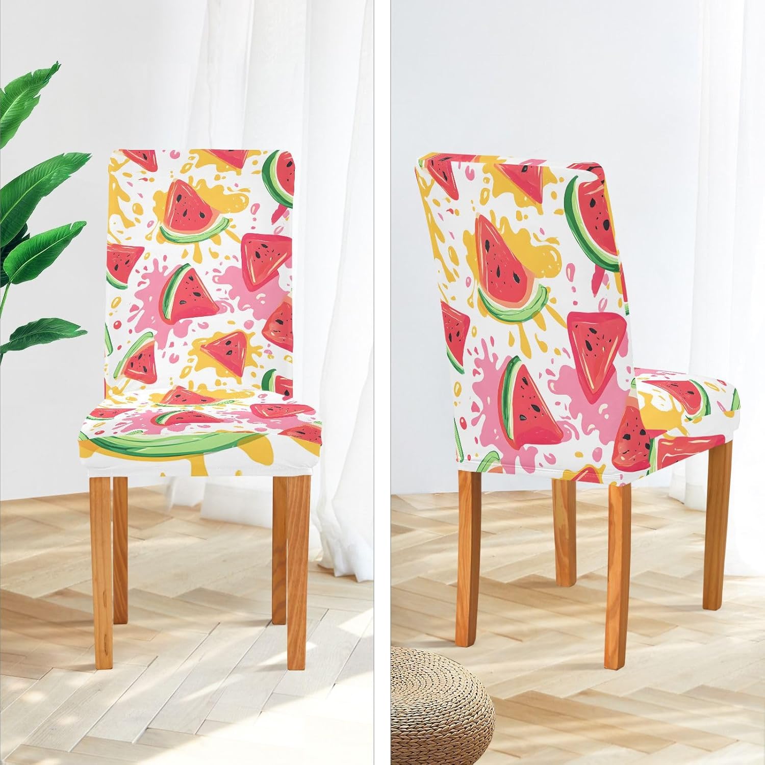 ALAZA Chair Covers for Dining Room, Watercolor Watermelon Pattern Stretch Chair Cover Sets Chair Protector Removable Washable for Ktichen Restaurant Hotel
