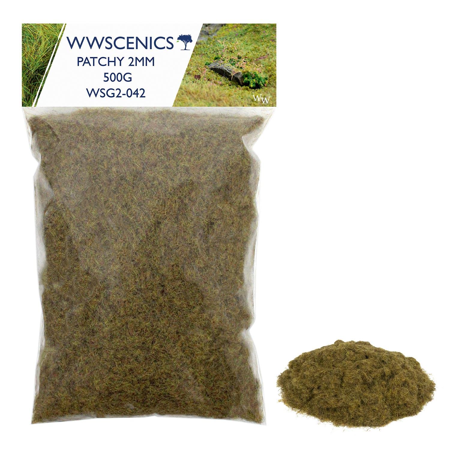 WWS War World Scenics WWScenics | 2mm Uneinheitliche Statische Grasfasern | 500g | WSG2-042 | Streugras für Modellbahn und Modellbau