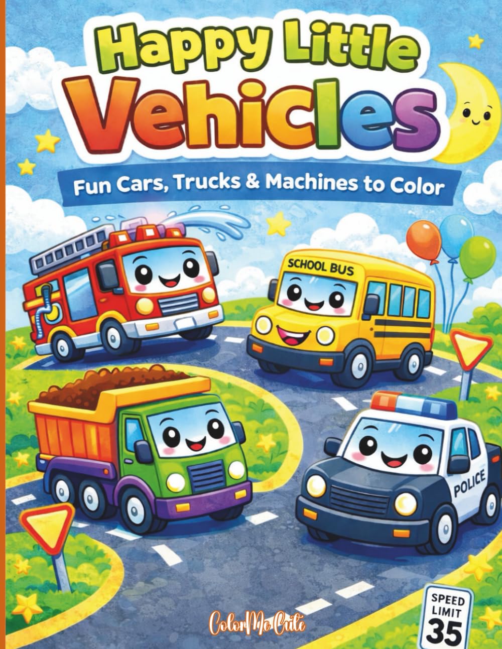 Happy Little Vehicles: Fun Cars, Trucks, and Machines to Color