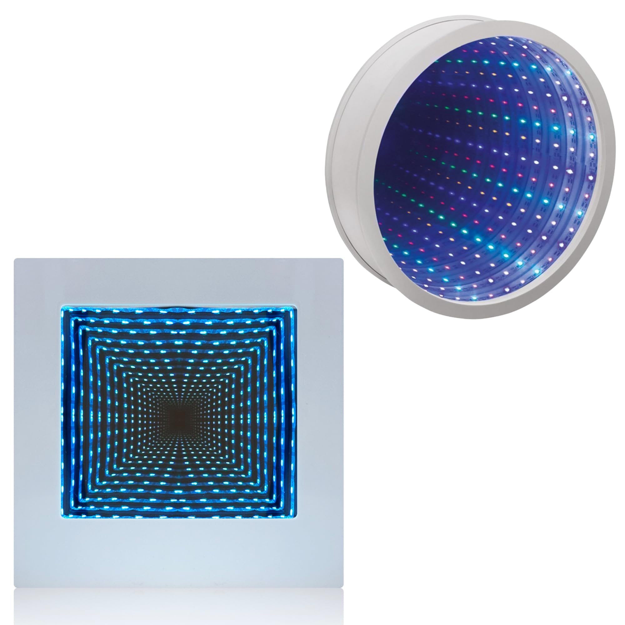 Playlearn Set of 2 3D Sensory Light LED Mirror Tunnel & Circle, Calming Visual Effect for Kids & Home Decor