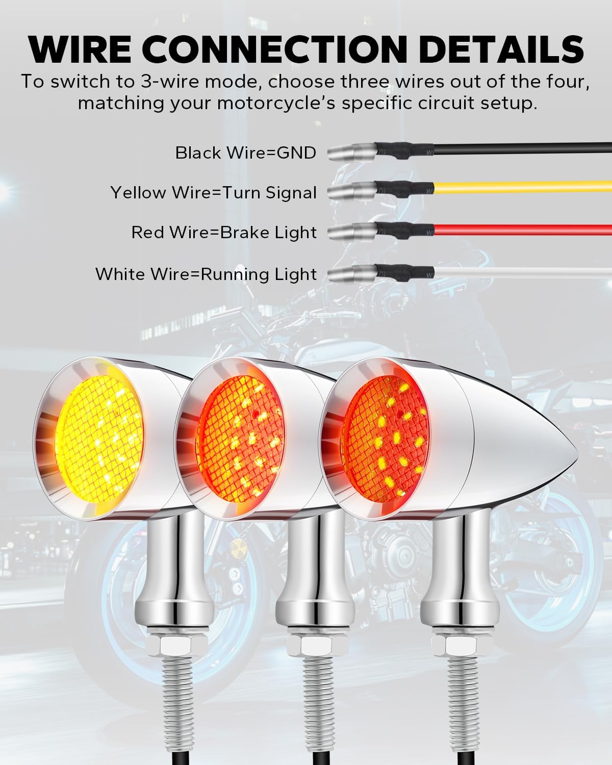 AMAZICHA Motorcycle Rear LED Turn Signals, 24 LEDs Bullet Turn Signals with 10mm/8mm Mounting Holes Compatible with Kawasaki Suzuki Yamaha Honda Harley