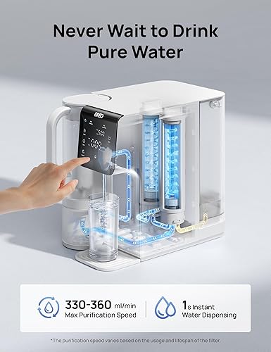 Miniatura 4 de Dreo Filtro de agua para encimera, purificador de ósmosis inversa con sistema de filtración RO de 7 etapas, jarra de agua portátil, reduce TDS PFAS,