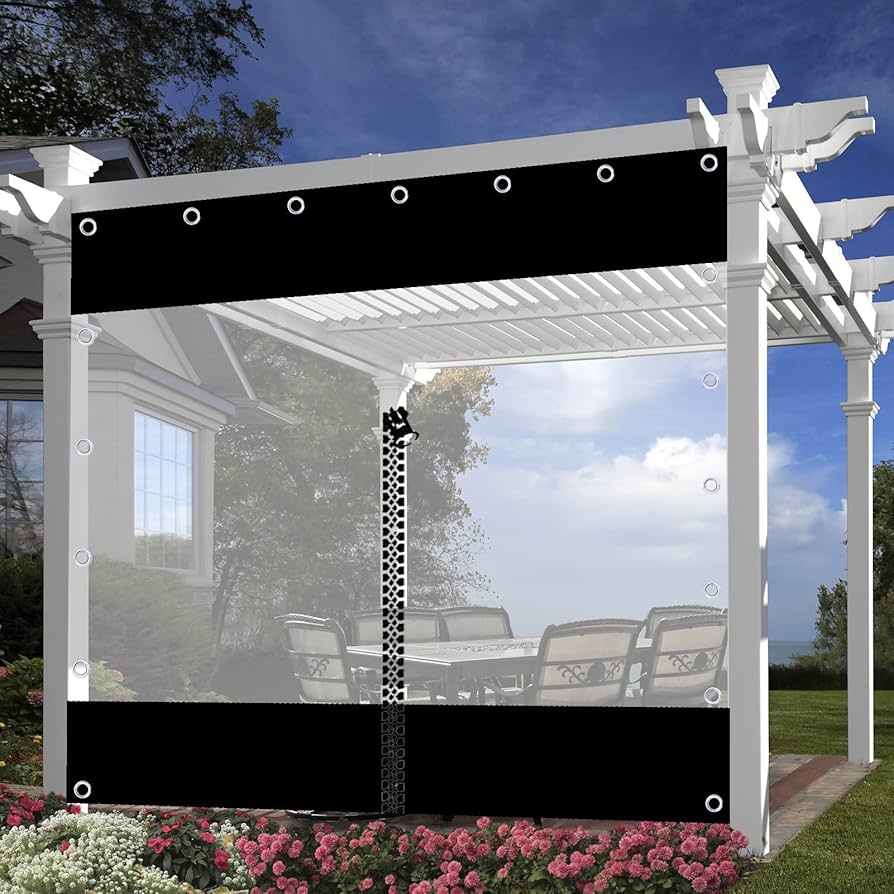 AFGZQ Outdoor Transparent Curtains Pergola Waterproof Side Panels With Eyelets Transparent Plastic Tarpaulin, For Gazebo, Gardens, Customizable (Color : CLEAR, Size : 6.56x8.2ft/2x2.5m