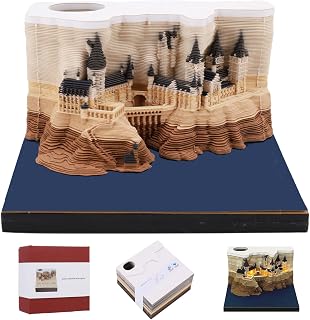 Seaadan1985 3D Calendar 2026 Memo Pad - Hand-Torn Paper Sculpture Sticky Notes, Creative DIY Tower Artwork for Office Home Gifts
