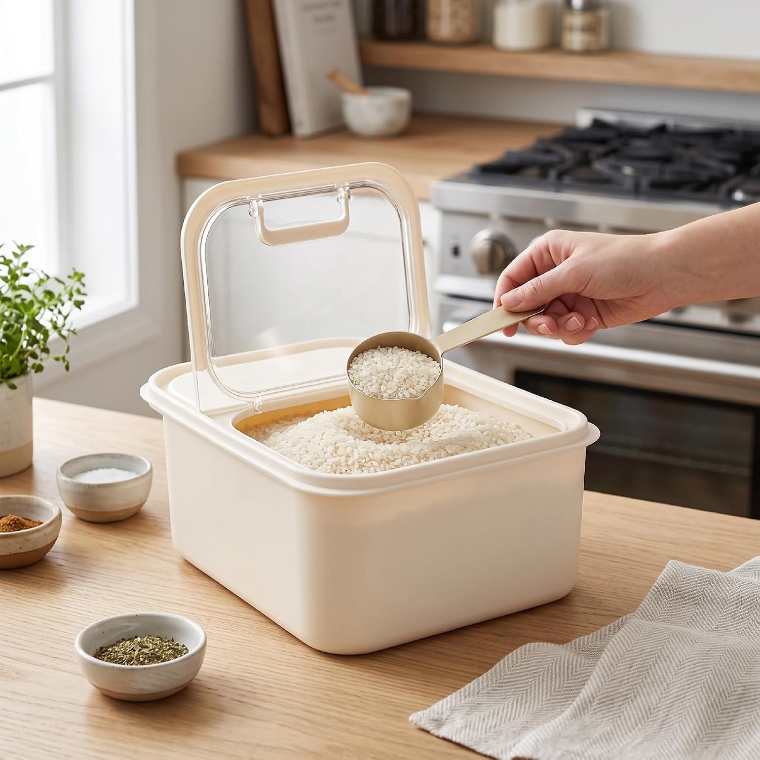 Pssopp 20 Lbs Rice Storage Container, Airtight