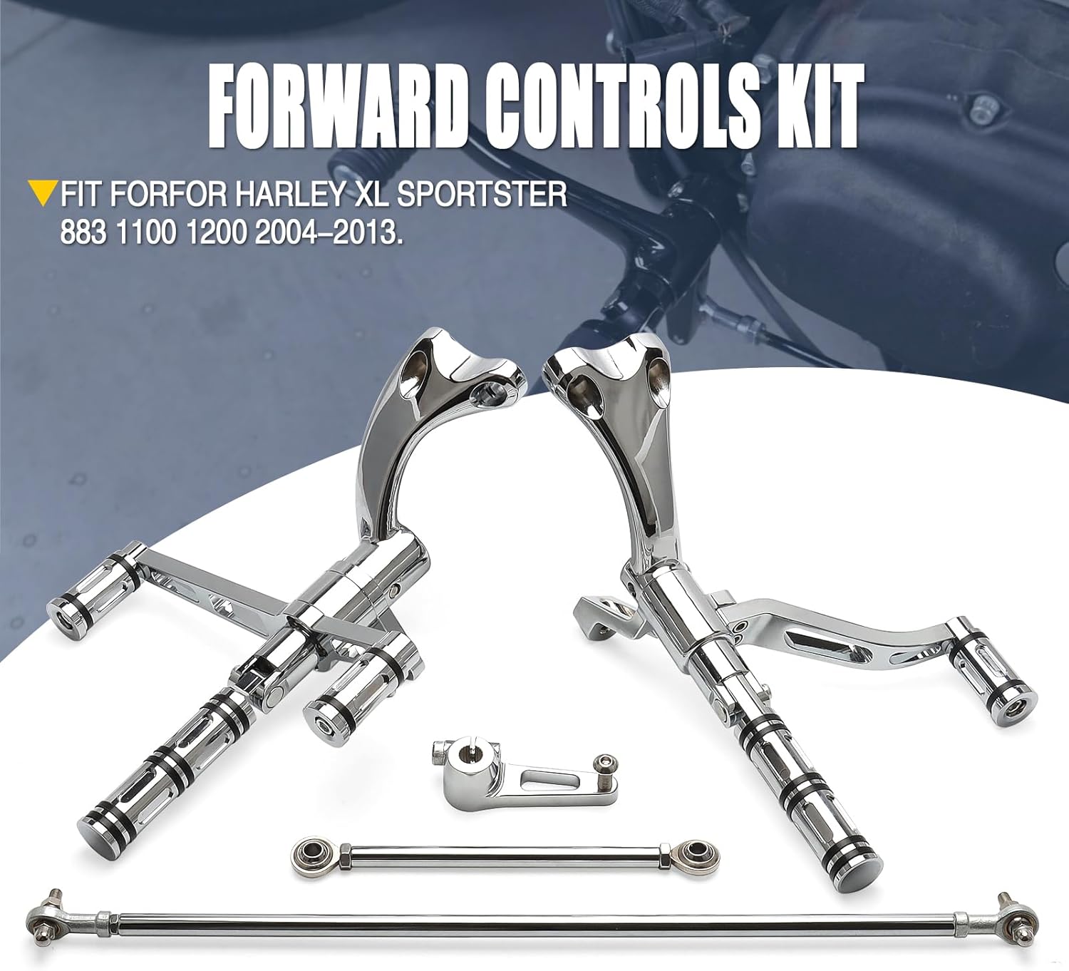Forward Controls Kit Pegs Levers Linkage Fit For Harley 2004-2013 Sportster XL 883 Iron Superlow 1100 1200 Low Custom Nightster Forty-Eight (Chrome)