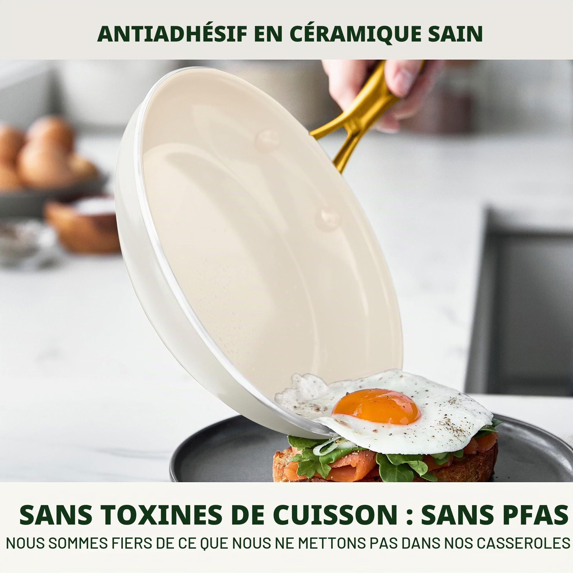 GreenPan Batterie de cuisine Swift antiadhésive de 12 pièces, casseroles et poêles en céramique sans PFAS avec couvercles, passe au lave-vaisselle et au four/gril jusqu'à 600 °C, ensemble de cuisine