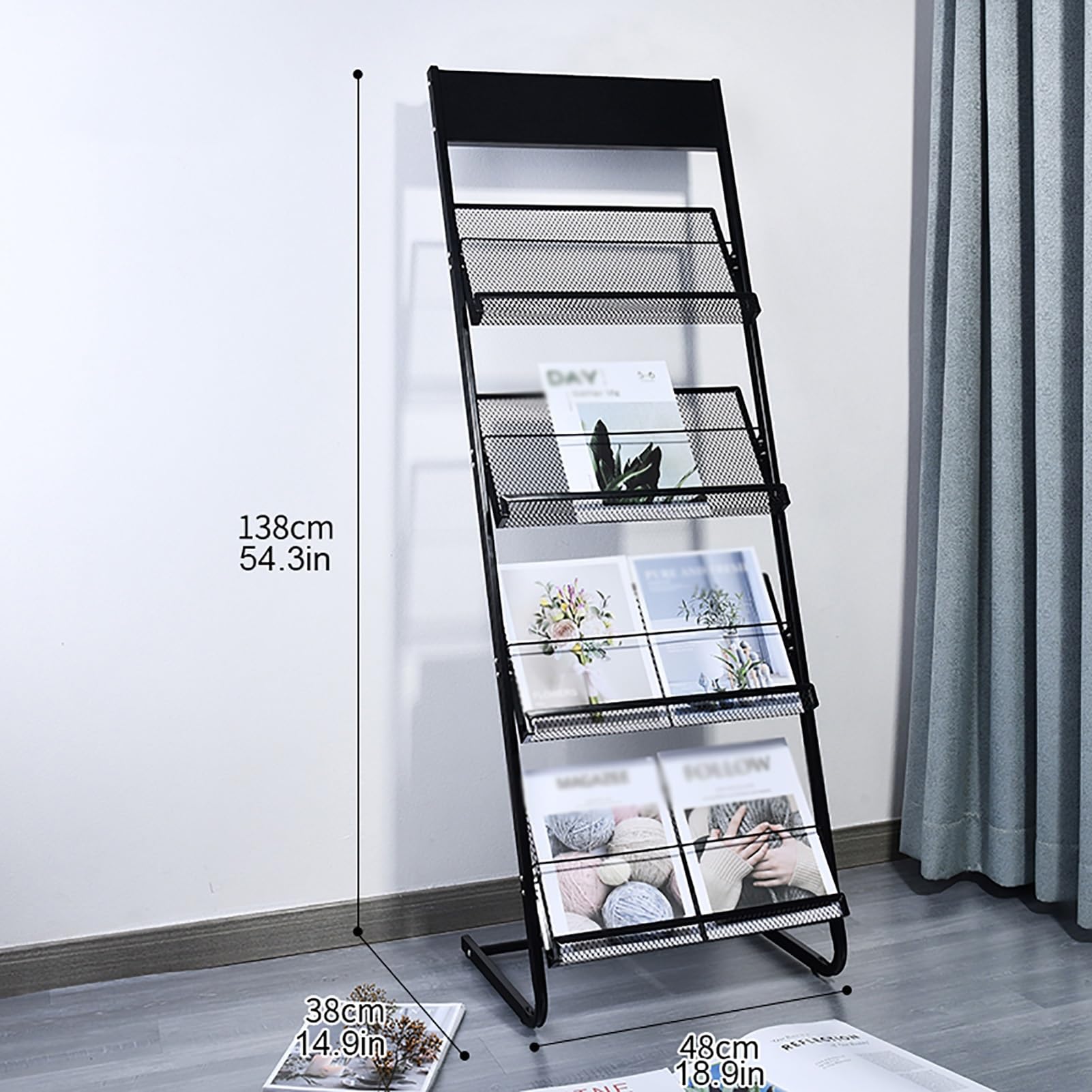 Portariviste, scaffale per informazioni su 3 piani, per esporre giornali e libri, facile installazione per uffici e ospedali