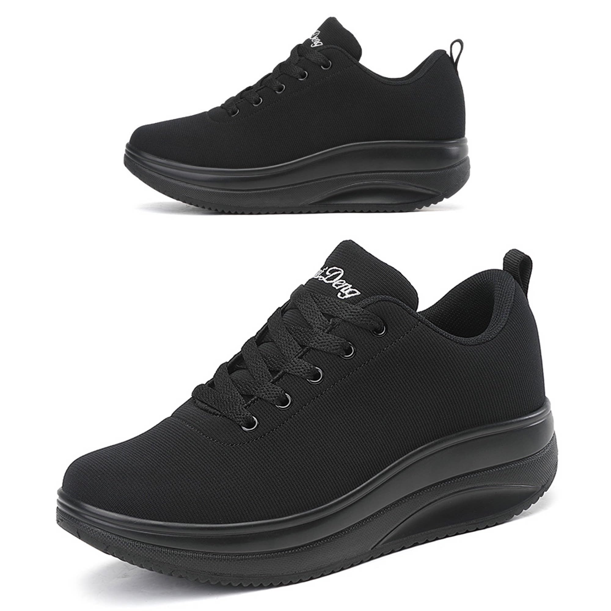 RUIDENG Platform Sneakers for Women Walking All Day | Slip Resistant Work Shoes for Women Comfortable | 2 Inch Thick Wedge Rocker Bottom