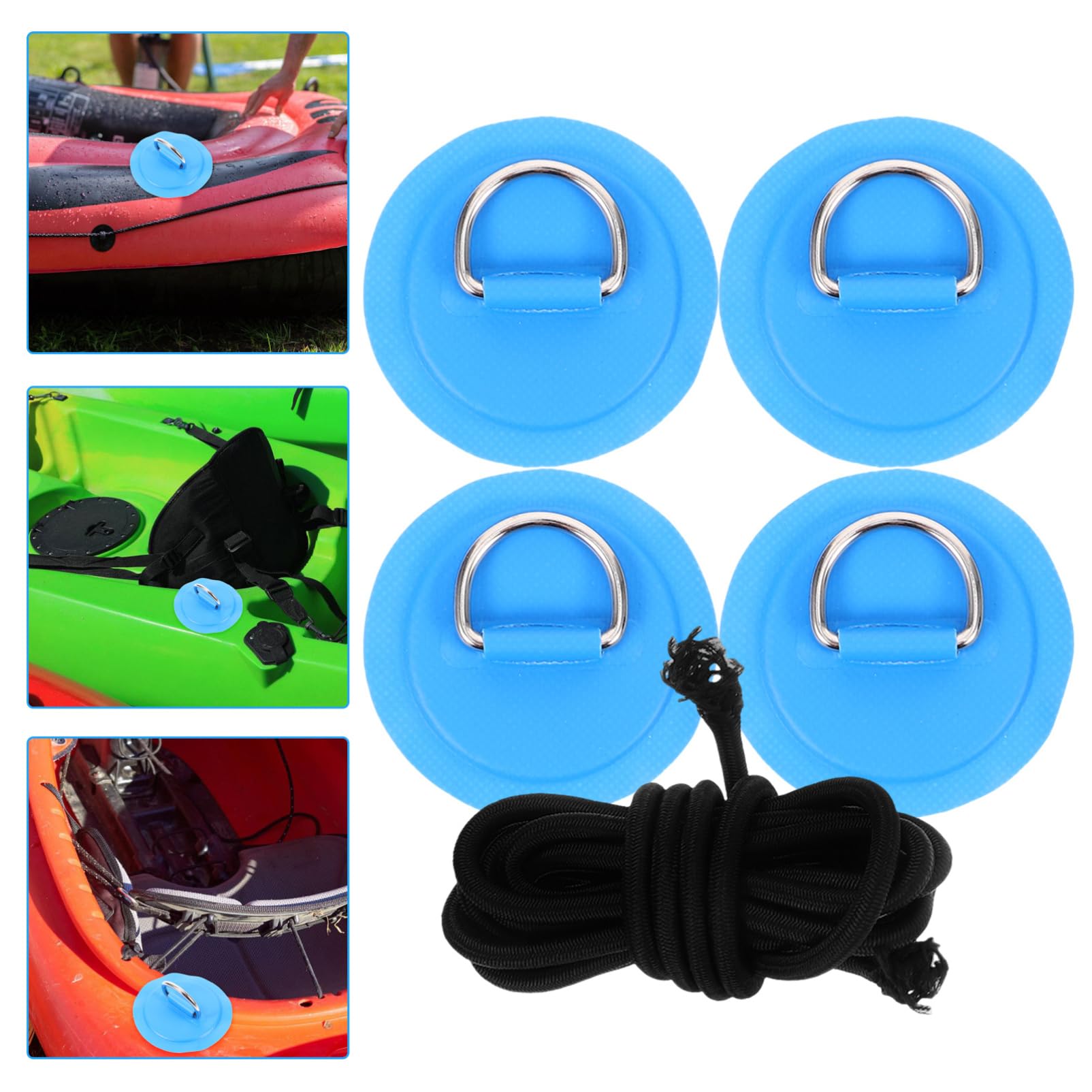 Supvox Surf-D-Ring-Schnalle aufblasbare Bretter Kajak Getränkehalter aufblasbares Kanu Meeresseil aufblasbares Sitzkissen Griffe Bootsteile D-Ring-Patch für Schlauchboote PVC Blue