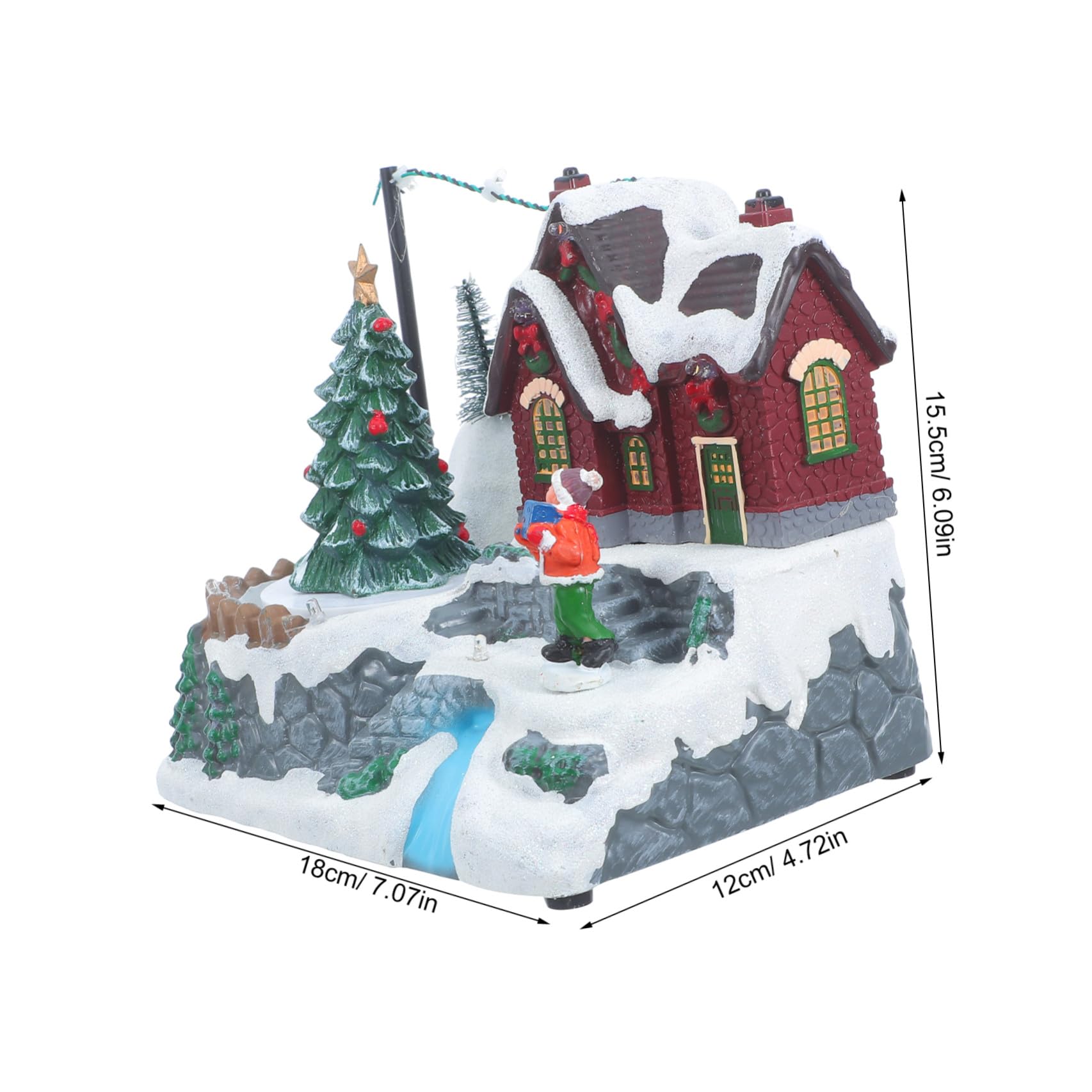 Toyvian Carillon Natalizio Casetta Luminosa di Natale senza Batterie Decorazione Invernale per Casa con Musica e Luci per Addobbi Natalizi
