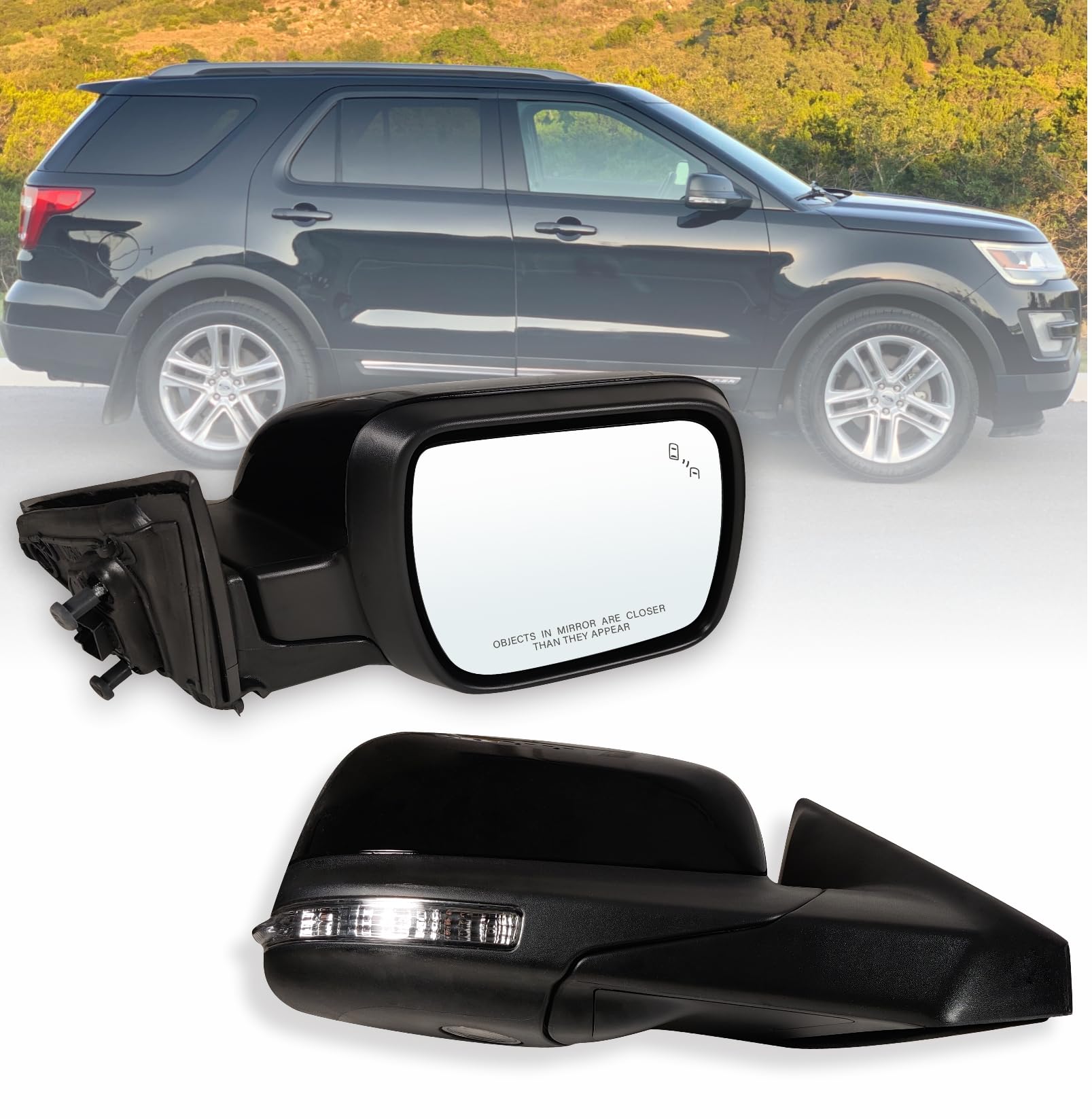 (only 1 pcs) Right Passenger Side Mirror Fits 2011-2019 Ford Explorer With Blind Spot Power Heated Turn signal Puddle Light ?Without Power Folding 9Pins Replaces GB5Z-17682-TCPTM