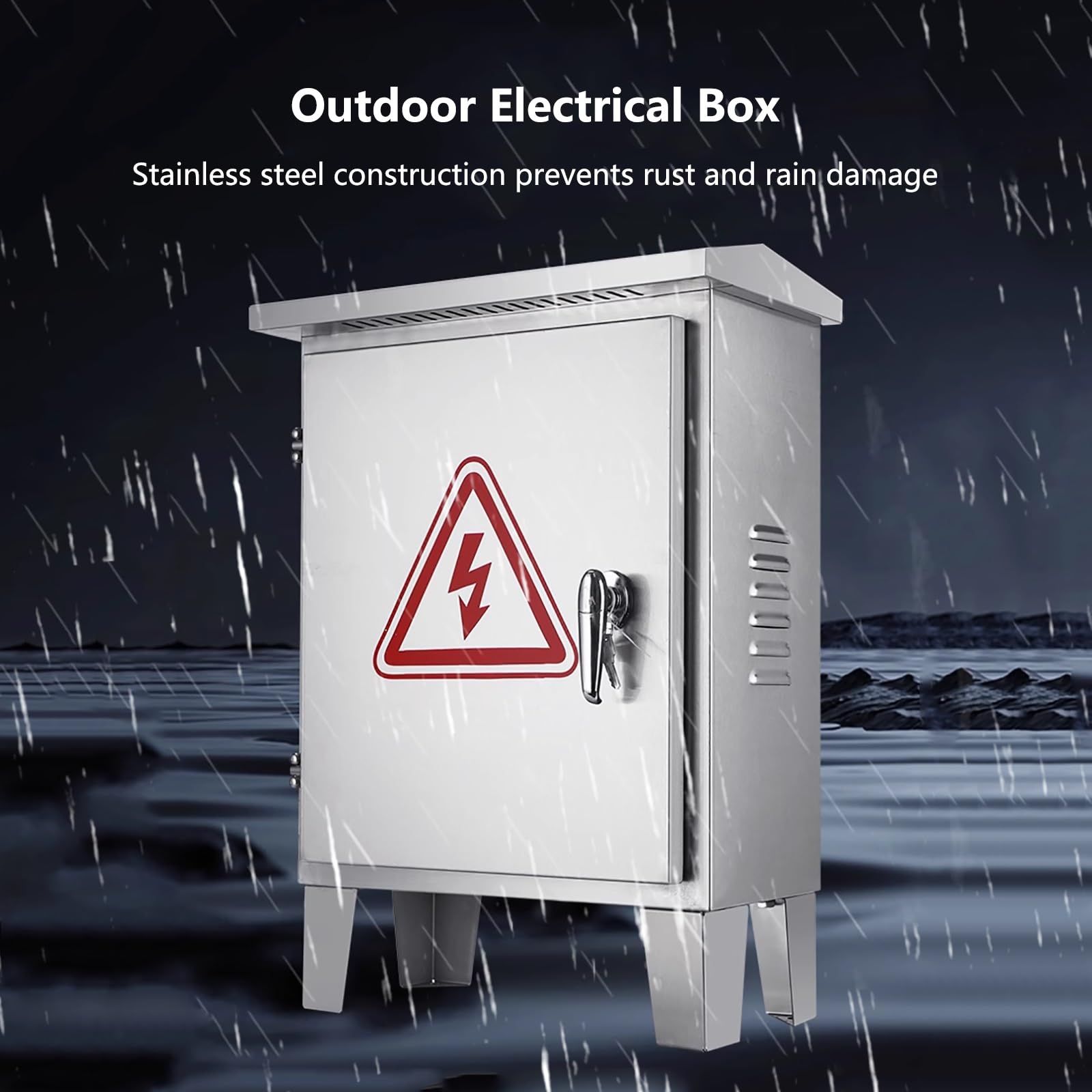 Caja eléctrica vertical impermeable for exteriores de acero inoxidable 304 con soporte extraíble, cerradura, junta y placa de montaje extraíble(27.5x19.6x10in/70x50x25cm)